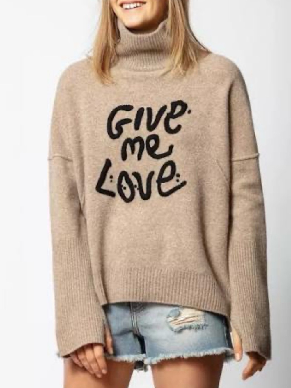 Zadig & Voltaire Alma Give Me Love Merino Wool Turtleneck Sweater